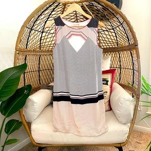 Striped and Dotted Mini Sheath Dress